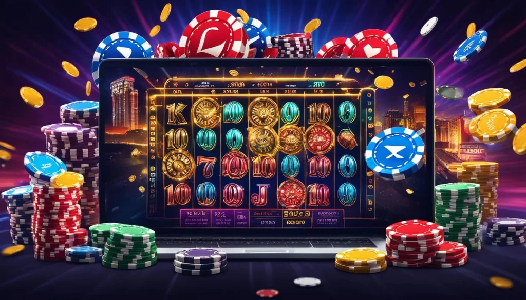 Bàn chơi Poker tại jun888 với các lá bài và chip